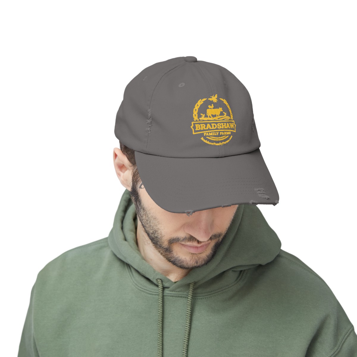Bradshaw family farms logo on hat