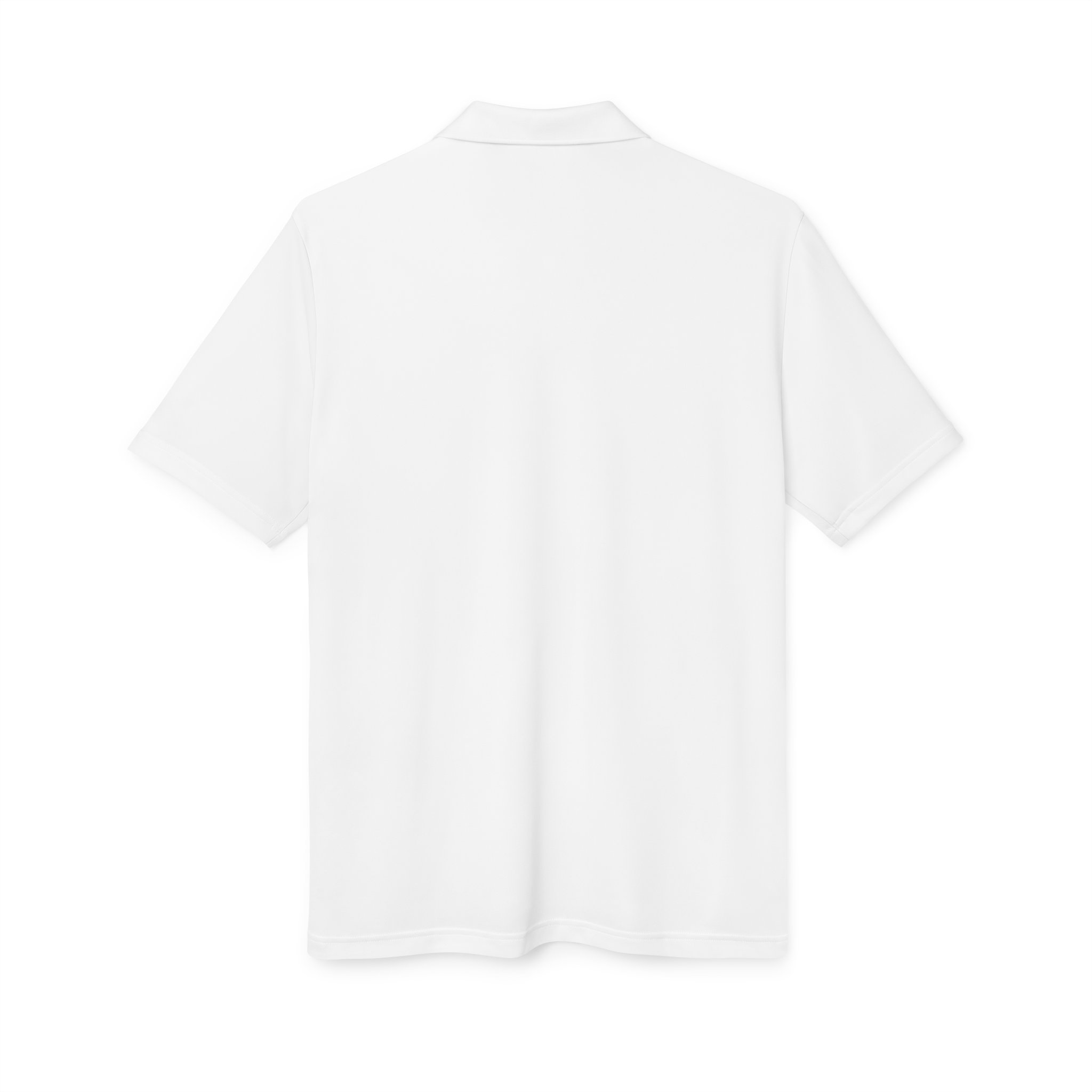 A Kings Painting Co. Performance Polo by Under Armour® in plain white is displayed from the back, laid flat against a white background.